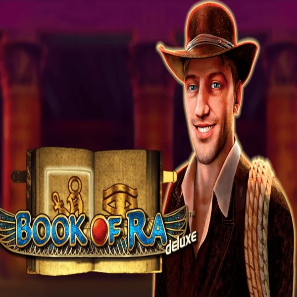 Slots logo of Book of Ra Deluxe from Novomatic at Spinmacho Casino